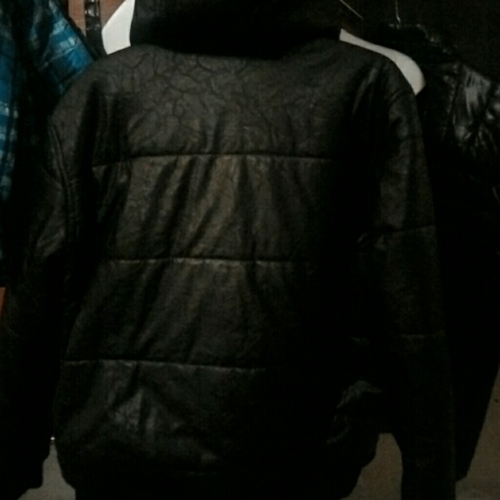 Coogi leather with hood Men's coat